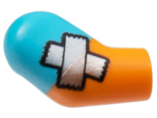 Lego Arm, Right with Medium Azure Short Sleeve, Silver Tape Pattern