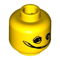 Minifig Head Bad Cop, Dual Sided, Silver Sunglasses / Scribble-Face Print [Hollow Stud] / Yellow