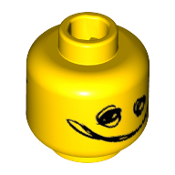 Lego Minifig Head Bad Cop, Dual Sided, Silver Sunglasses / Scribble-Face Print [Hollow Stud] / Yellow