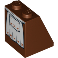 Lego Brick Sloped 65° 2 x 2 x 2 with Bottom Tube with White Apron Skirt Print / Reddish Brown