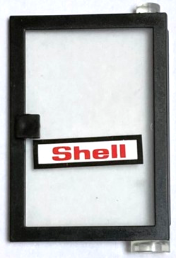Lego Door 1 x 4 x 5 Right with Trans-Clear Glass and 'Shell' Pattern (Sticker) - Set 6371