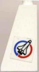 Lego Slope 75 2 x 1 x 3 - Open Stud with Shuttle on Blue and Red Circle Pattern Model Right Side (Sticker) - Set 6614