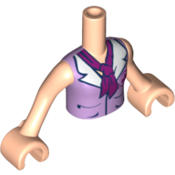 Lego Minidoll Torso Girl with Lavender Blouse Top with Red Cross Logo, White Collar and Magenta Scarf Print, Light Nougat Arms and Hands / Light Nougat