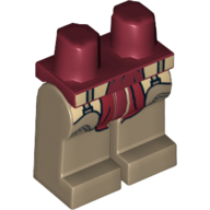 Lego Hips and Dark Tan Legs with Dark Red Sash and Chaps Print / Dark Red