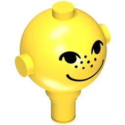 Homemaker Figure Head with Eyes, Freckles and Smile Print / Yellow