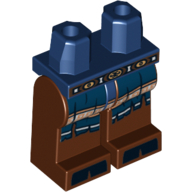 Lego Hips and Reddish Brown Legs with Belt, Dark Blue Armor and Black Hooves Print / Dark Blue