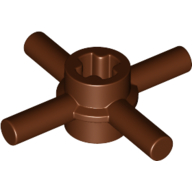 Lego Technic Axle Connector Hub with 4 Bars at 90°, Reinforced Axle Hole / Reddish Brown