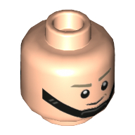 Lego Minifig Head AT-ST Driver, Dark Tan Eyebrows, Black Chin Strap, Smile / Angry Showing Teeth Print / Light Nougat