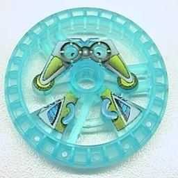 Technic Disc 5 x 5 Notched, Scout Print / Trans-Light Blue