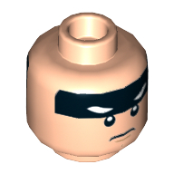 Lego Minifig Head Batman, Black Stripe on Forehead, Stern / Open Mouth Angry Print / Light Nougat