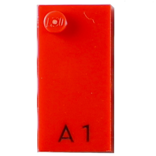 Lego Braille Brick 2 x 4 with 1 Stud ⠁and 'A 1' Print / Red