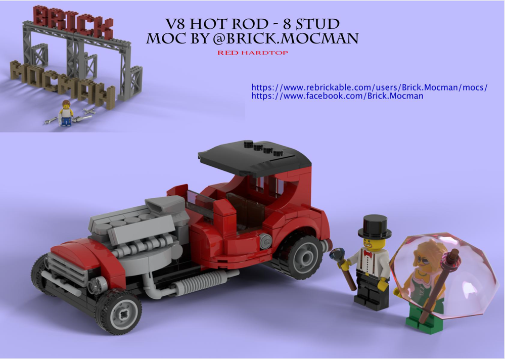Lego V8 HotRod 8 Stud - Red Hardtop (FREE)
