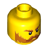 Lego Minifig Head Viking, Orange Eyebrows, Moustache, and Beard Print / Yellow