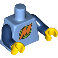 Lego Torso Orange 'M' Print (LEGO Club Max), Dark Blue Arms, Yellow Hands / Medium Blue