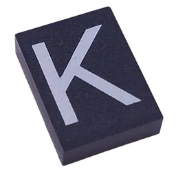 Modulex Tile 3 x 4 with White 'K' Print, without Internal Supports / Modulex Tile Blue