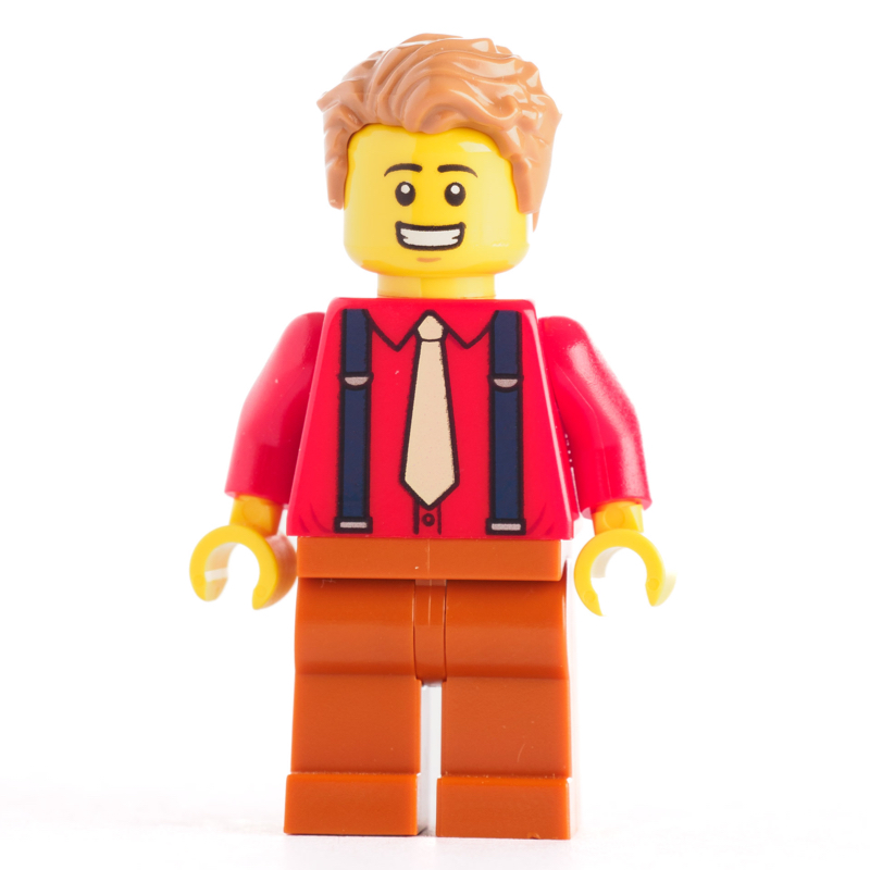 Lego Red Torso, Dark Orange Legs, Medium Nougat Hair