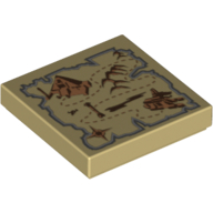 Lego Tile 2 x 2 with Map Pyramid and Sphinx Print / Tan