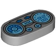 Tile Round 1 x 2 with Dashboard, Speedometer Print