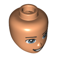 Lego Minidoll Head, Bright Light Blue Eyes, Open Mouth Smile / Nougat
