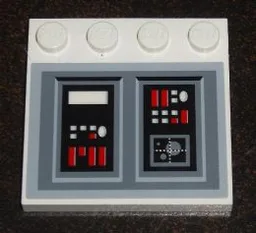 Tile, Modified 4 x 4 with Studs on Edge with SW Imperial Star Destroyer Control Panel Pattern Model Right Side (Sticker) - Set 6211