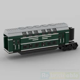 Middle unit for the new style German Doppelstockwagen train car vagon in 7stud wide