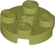 Plate, Round 2 x 2 with Axle Hole / Olive Green
