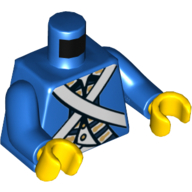 Lego Torso Jacket, White Cross Straps Print (Bluecoat Soldier), Blue Arms, Yellow Hands / Blue