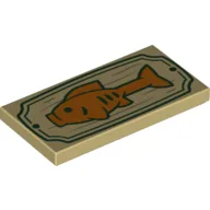 Tile 2 x 4 with Orange Fish On Sign Print / Tan