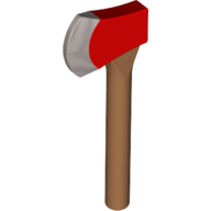 Lego Weapon Axe with Red Head and Silver Blade / Medium Nougat
