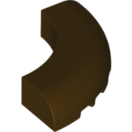 Lego Brick Round Corner 5 x 5 x 1 Curved, Bottom Cut Outs, No Studs, 7 Bottom Tubes / Dark Brown
