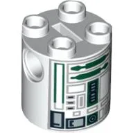 Brick Round 2 x 2 x 2 Robot Body with Gray and Dark Green Astromech Droid Print (R4-P44)