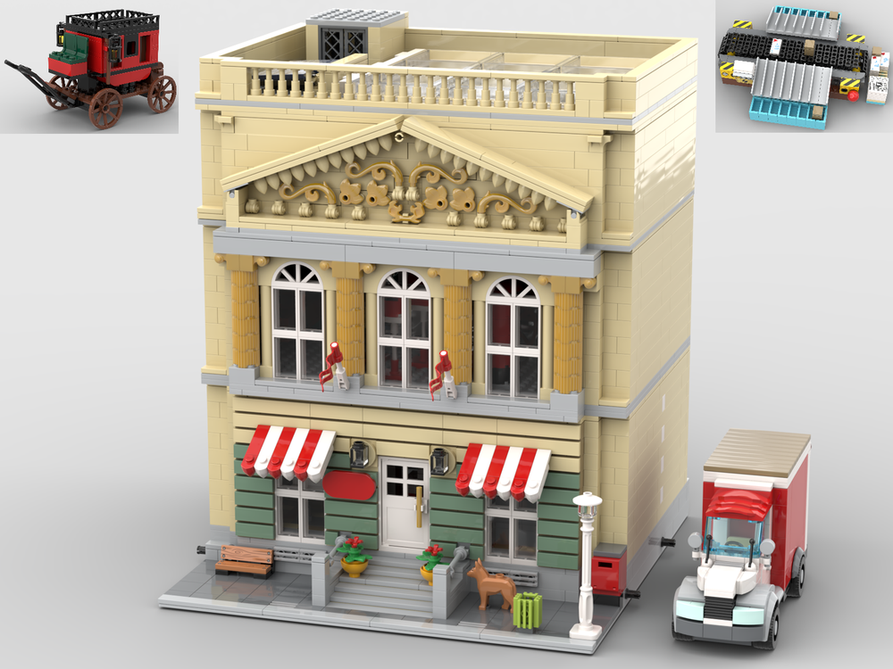 Lego Modular Post Office in Neoclassical style