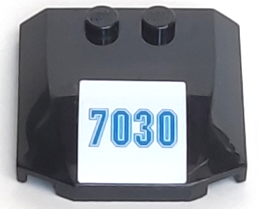 Lego Wedge 4 x 4 x 2/3 Triple Curved with Blue '7030' on White Background Pattern (Sticker) - Set 7030