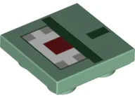Tile, Modified 2 x 2 Inverted with Pixelated Dark Green, Dark Red, White and Light Bluish Gray Pattern (Minecraft Guardian)