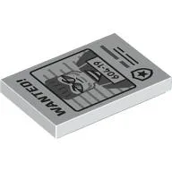 Tile 2 x 3 with Wanted Poster with 'WANTED' and '604-19' Print / White