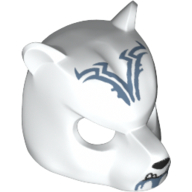Lego Mask Bear with Black Nose, Fangs, Gray Chin and Tribal Markings Print / White