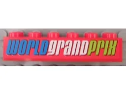 Brick 2 x 6 with 'WORLD GRAND PRIX' Pattern (Sticker) - Set 8484