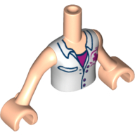 Lego Minidoll Torso Girl with White Blouse Top with Red Cross Logo over Magenta Shirt Pattern, Light Nougat Arms with Hands / Light Nougat