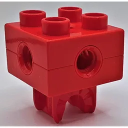 Duplo Toolo Brick 2 x 2 with Holes and Clip on Bottom / Red
