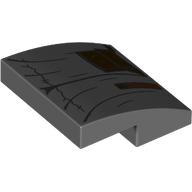 Lego Brick Curved 2 x 2 x 2/3 with Dress/Robe, Dark Brown Patches/Pockets print / Dark Bluish Gray