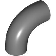 Lego Brick Round 1 x 1 diameter Tube with 90 Degree Elbow (2 x 2 x 1) and Axle Holes (Crossholes) at each end / Dark Bluish Gray