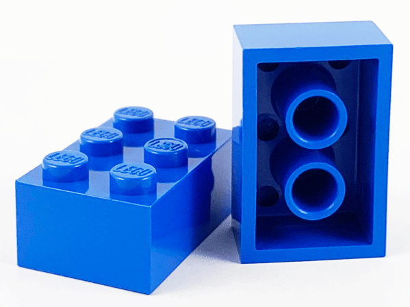 Lego Brick 2 x 3 without Cross Supports / Blue