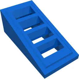 Brick Sloped 18° 2 x 1 x 2/3 with 4 Slots / Grate / Blue