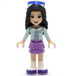 Emma - Light Aqua Top, Medium Lavender Skirt, Glasses