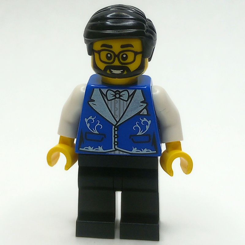Lego Blue Torso, Black Legs, Black Hair
