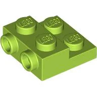 Plate Special 2 x 2 x 2/3 with Two Studs On Side and Two Raised [Half Hollow Anti-stud] - Updated Version / Lime