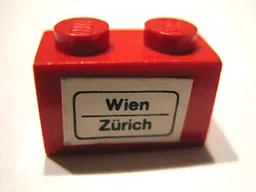 Brick 1 x 2 with 'Wien - Zürich' (Zurich) Pattern (Sticker) - Set 164