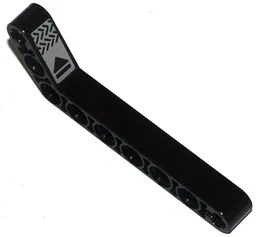 Technic, Liftarm, Modified Bent Thick 1 x 9 (7 - 3) with Tread Plate, Black Triangle and Rectangle on Silver Background Pattern (Sticker) - Set 70727
