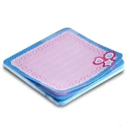 Clikits Memo Pad with Pink with Dotted Lines and Blue Border, Heart, Star, and Flower Print / [No Color/Any Color]