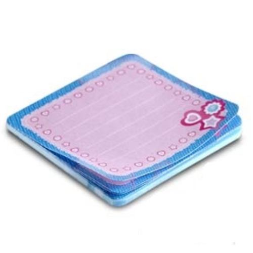 Lego Clikits Memo Pad with Pink with Dotted Lines and Blue Border, Heart, Star, and Flower Print / [No Color/Any Color]